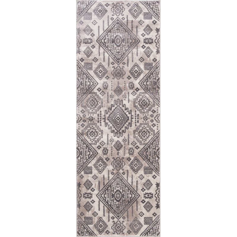 Tapis oriental ivoire tissé à la machine, Tapis de couloir 2 pi x 7 pi