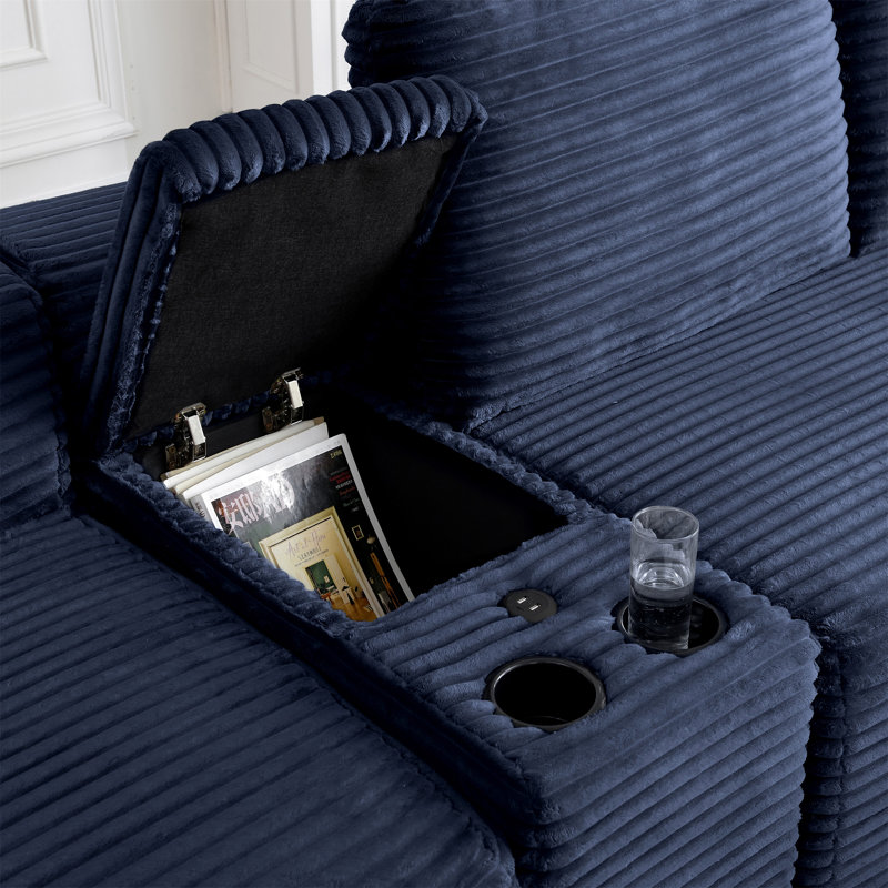 Canapé modulaire 125 "avec deux repose-pieds, Bleu