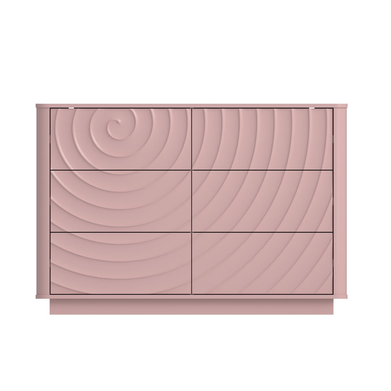 Grande commode moderne de 46,5 po Ralon pour chambre à coucher, Rose