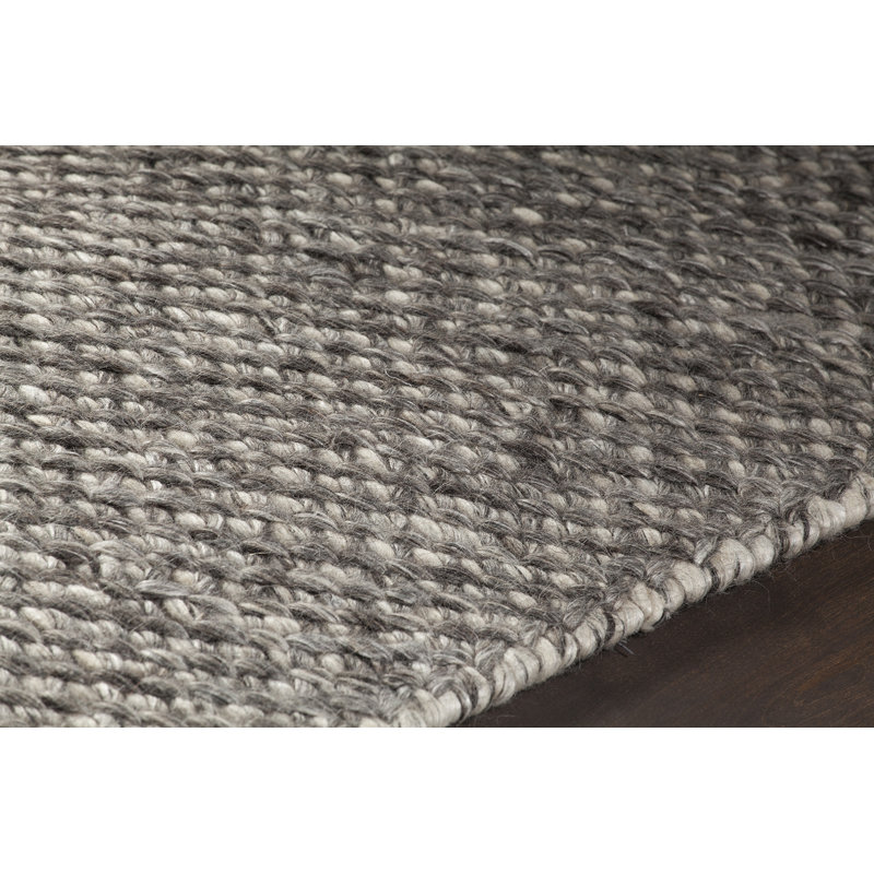 Tapis gris foncé tissé à la main Sylvan, Rectangle 5 pi x 7 pi 6 po