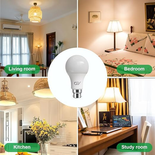 GY B22 Bayonet LED Light Bulb Cool White 6500K, A60 8W 1521LM High Energy-Efficient Class B, Replaces 100W, Non-Dimmable, 6 PCS