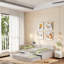 Lit tapissier en L moderne avec lit gigogne escamotable, ports de charge USB, dossier rembourré carré, lit plateforme double avec lit gigogne simple pour chambre d'amis, chambre à coucher-850024783