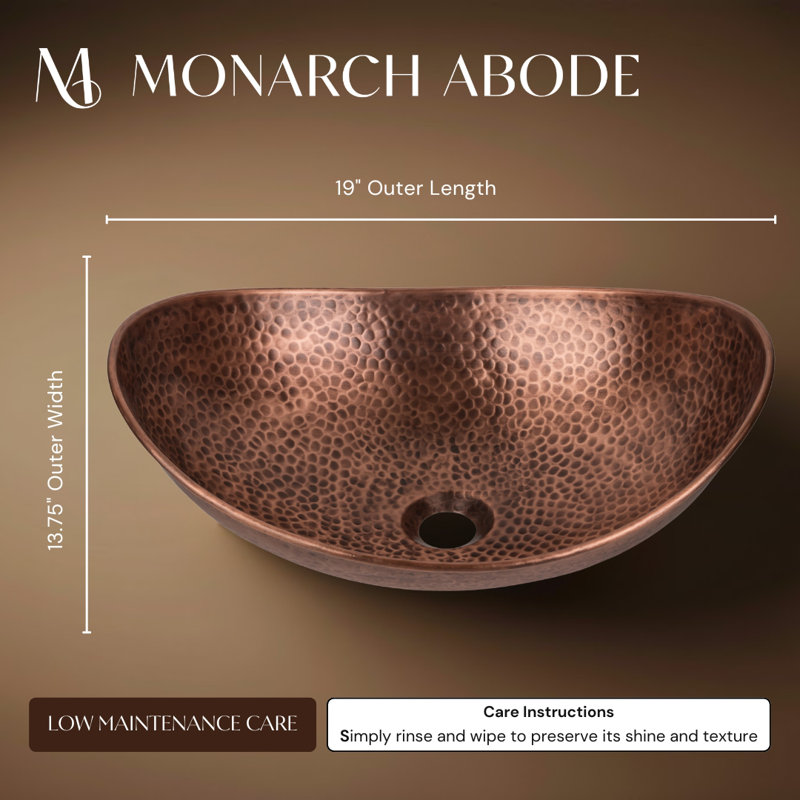 Monarch Abode 19'' Copper Oval Vessel Bathroom Sink