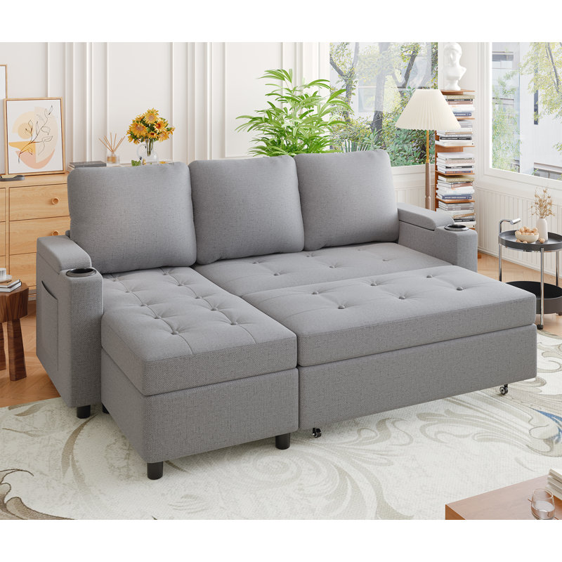 3 Seater Sofa Bed, Light Grey