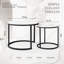 Ensemble de 2 tables basses gigognes rondes avec plateau en marbre noir et structure en métal noir-1012165487