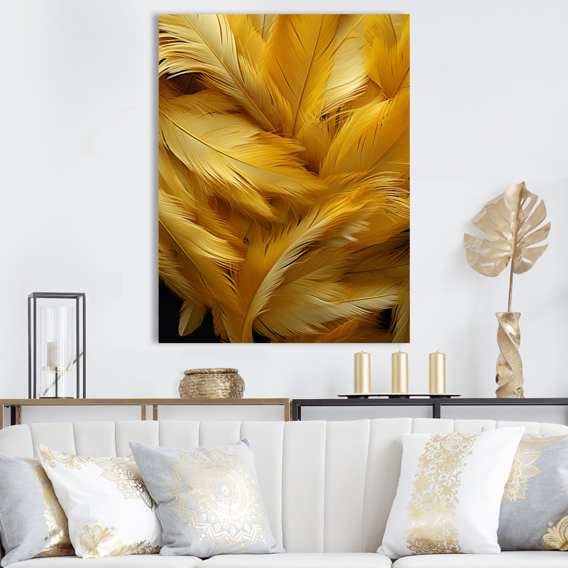 Golden Feather Grin Framed Canvas Print, 20" x 12"