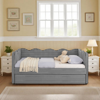 81"Gingham Daybed Twin Size Sofa Bed Stylish, Space-Saving Comfort With Usb Charging