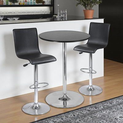 Joseph 3-piece pub table with high-back adjustable swivel stools, black and chrome Finish by Ivy Bronx