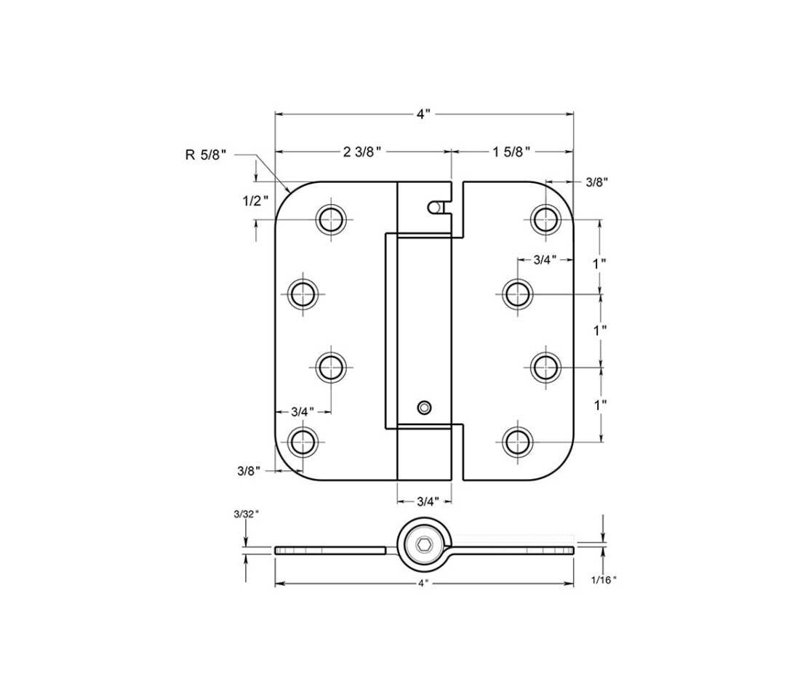 Steel Hinge, Polished Brass