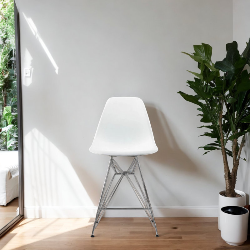 Counter Stool with Metal Frame, White