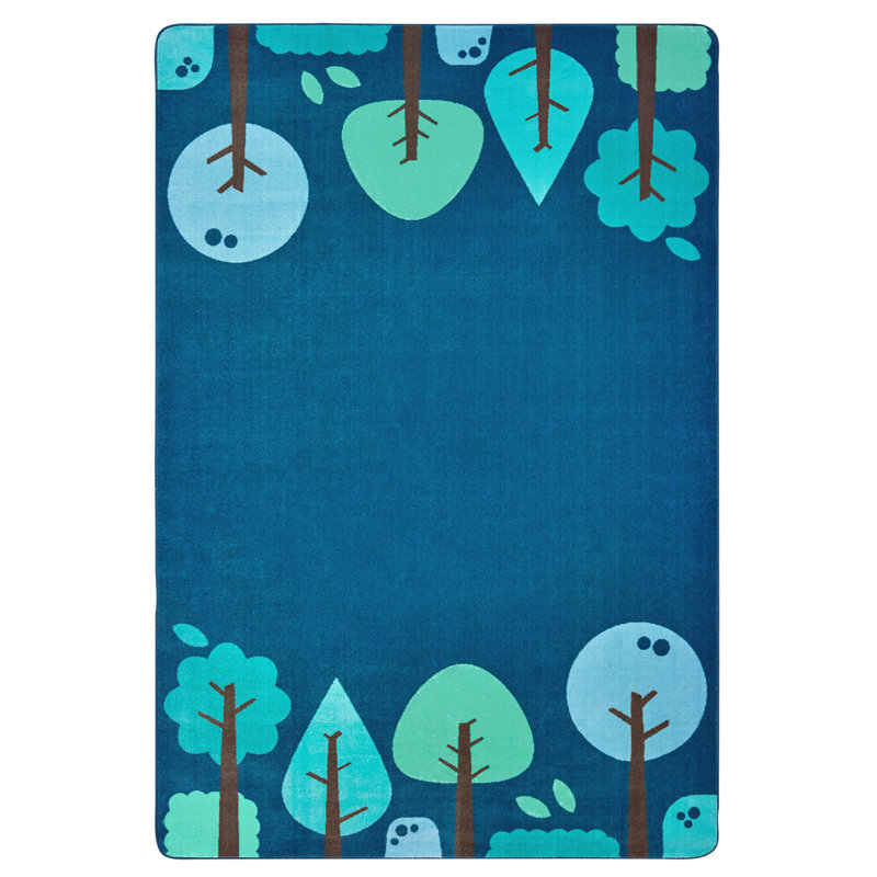 Tranquil Trees Decorative KIDSoft Tufted Blue Rug, Rectangle 6' x 9'