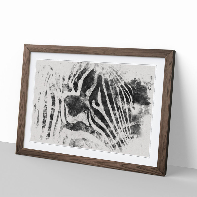 Zebra Vol.1 Watercolour - Framed Print, Walnut, 65cm H x 90cm W x 2cm D