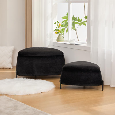 Ensemble de 2 tabourets de rangement avec repose-pieds et pieds en métal