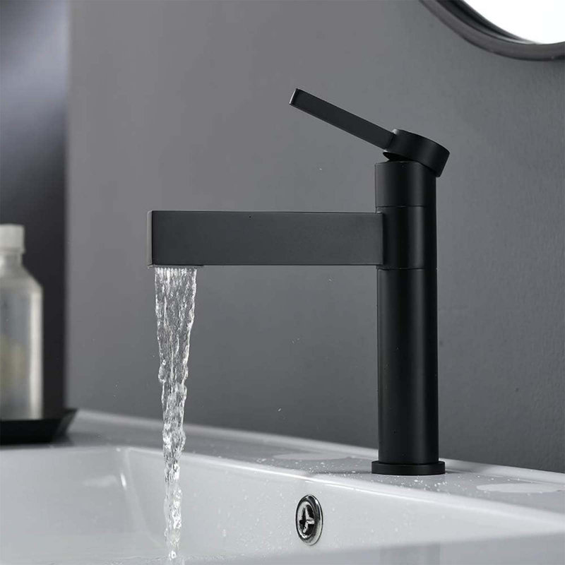 Robinet de salle de bain noir à un trou Robinet pour salle de bain à poignée simple