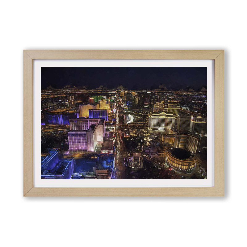 Aerial View of the Las Vegas Strip - Framed Print, Oak, 33cm H x 45cm W x 2cm D