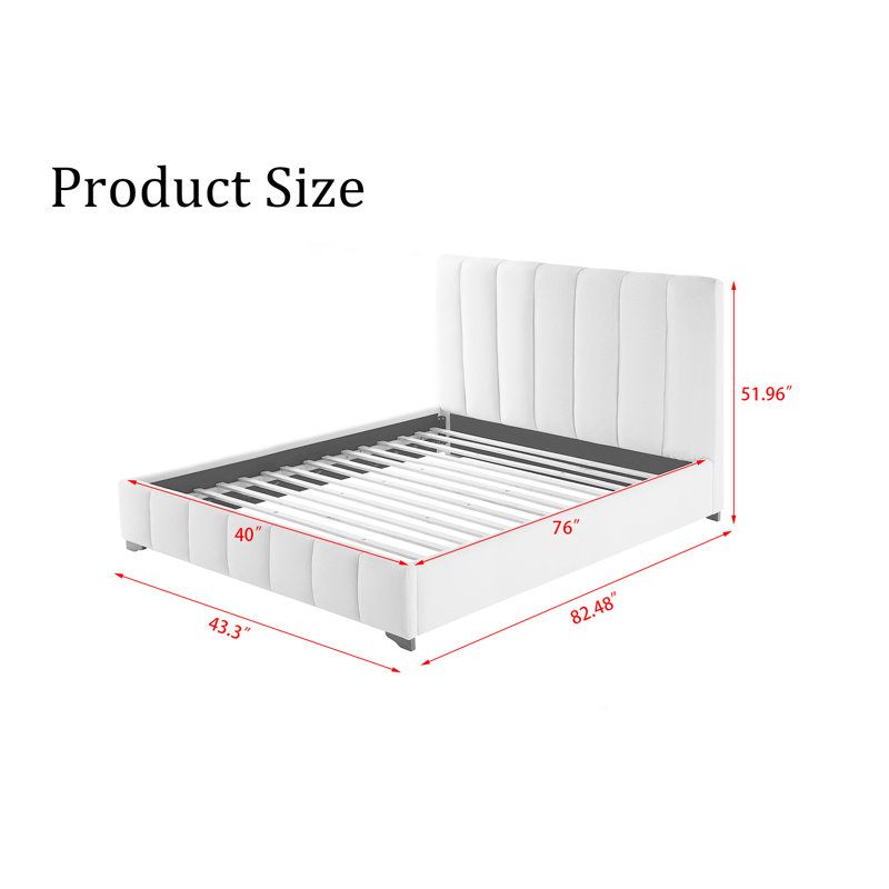 Lit plateforme tapissier Chamlee, gris, Simple