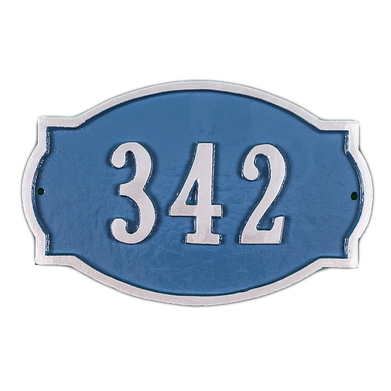 Petite plaque d'adresse sur 1 ligne, Bleu marine / doré