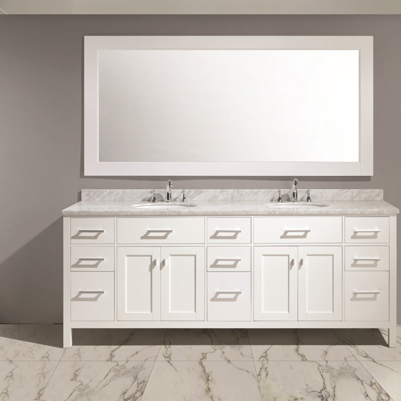 Ensemble de meuble-lavabo de salle de bain double 84 po Carrasquillo, Blanc