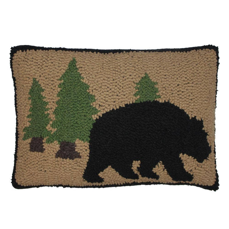 Black Bear Hooked 14X20 Pillow