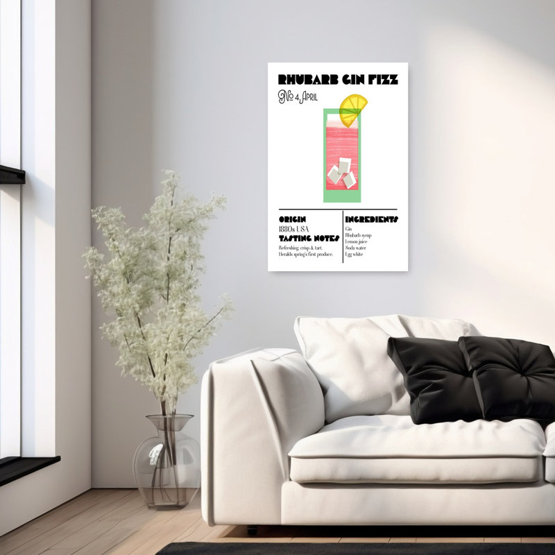 Rhubarb Gin Fizz Minimalist Modern Retro Spring Architecture Wall Art Print by Charlotte Trudgett - Wrapped Canvas Print