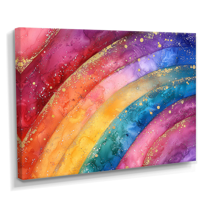 Radiant Cascade of Rainbow II - art mural arc-en-ciel, H 12 po x l 20 po, Toile tendue, Ne s’applique pas