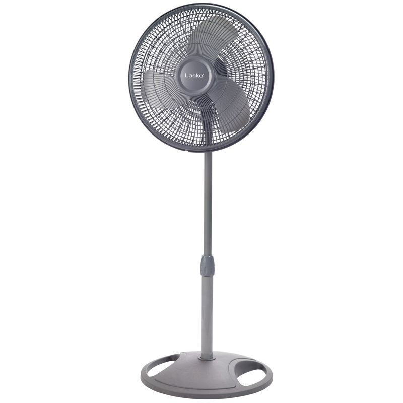 Lasko Adjustable Height 3-Speed Pedestal Fan with Oscillation, Gray