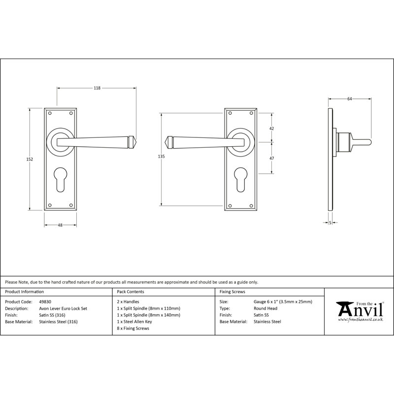 Door Handle, Satin Marine