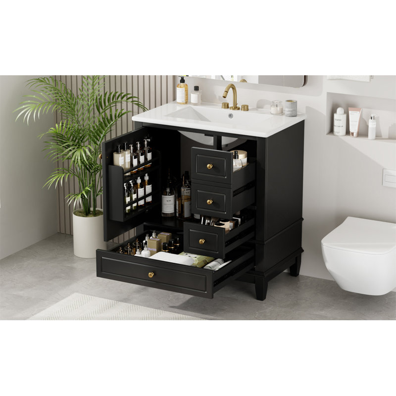 Meuble-lavabo de 30 pouces avec lavabo, Noir