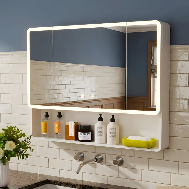 LED bathroom medicine cabinet, single-colour warm light