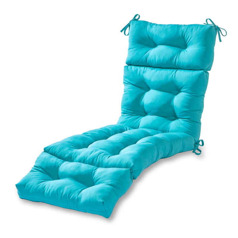 Shipton Outdoor Tufted Chaise Lounge Cushion, Teal