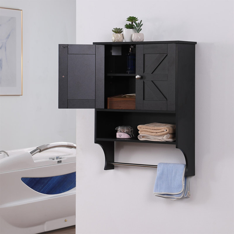 Armoire de rangement au-dessus de la toilette, Noir
