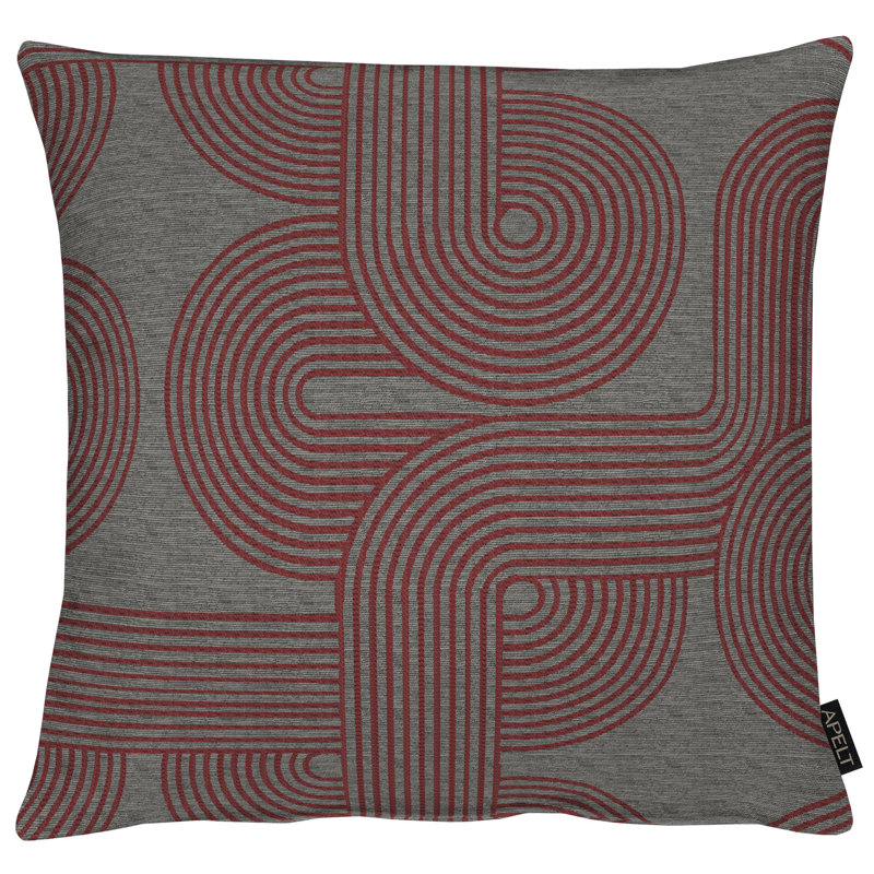 Geometric Square Cushion, 46cm H x 46cm W, Bordo, Cushion Cover Only - No Insert