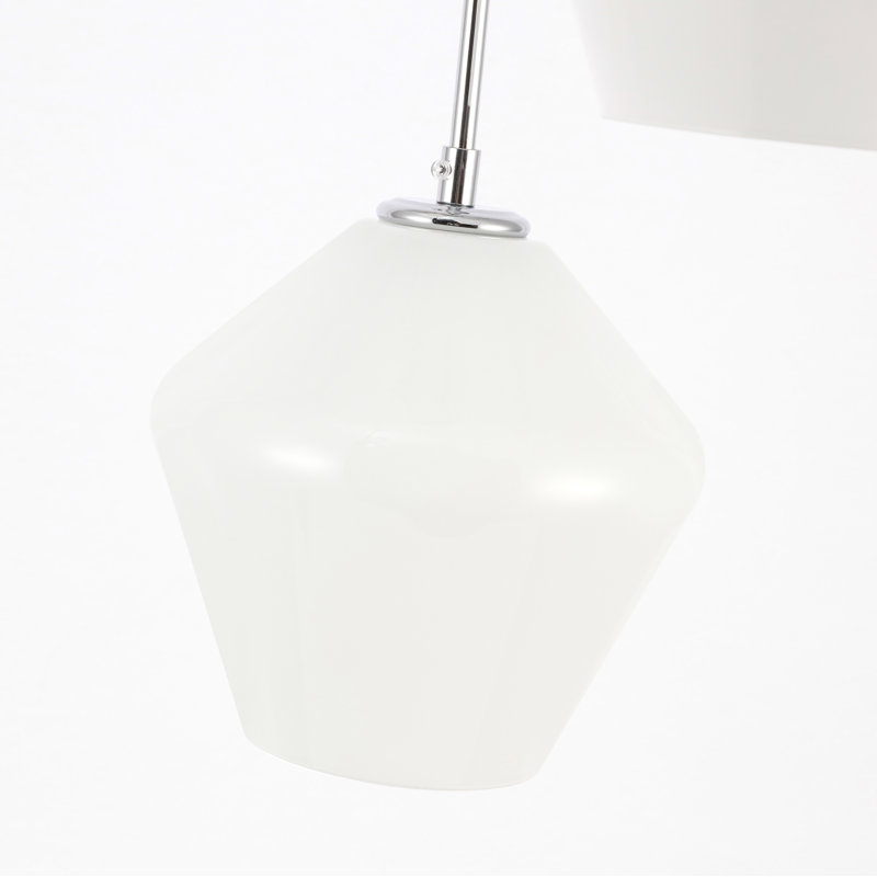Luminaire suspendu pour îlot de cuisine 3 lumières Aleigha, H 8,6 po x l 18,1 po x P 18,1 po, Chrome, Blanc givré