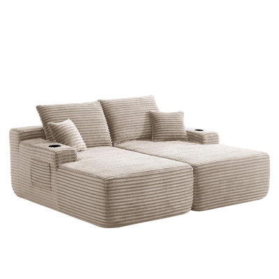 Comfortable Modern Sectionals, Plush Fabric L-shape Chaise For Living Room
