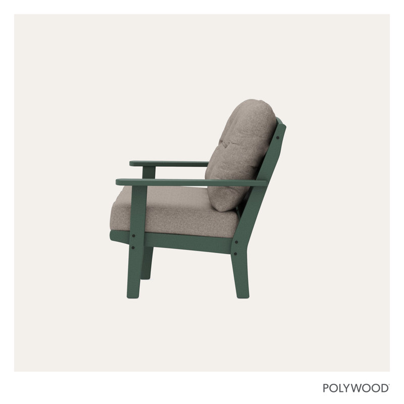 Causeuse Lakeside, Structure verte / coussin en tweed vieilli