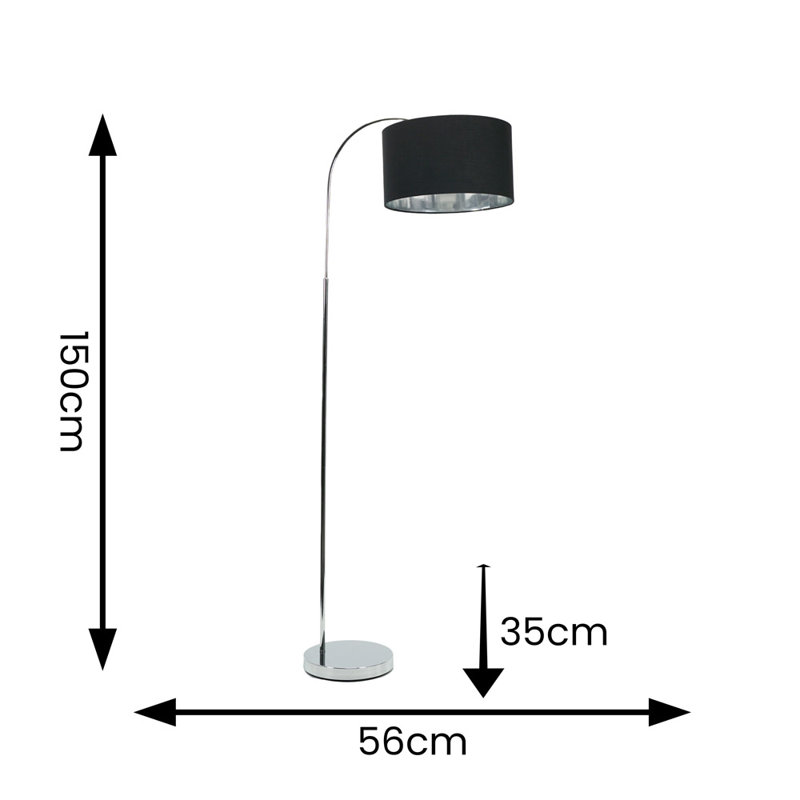 Deajane 150cm Polished Traditional Floor Lamp, No, Black