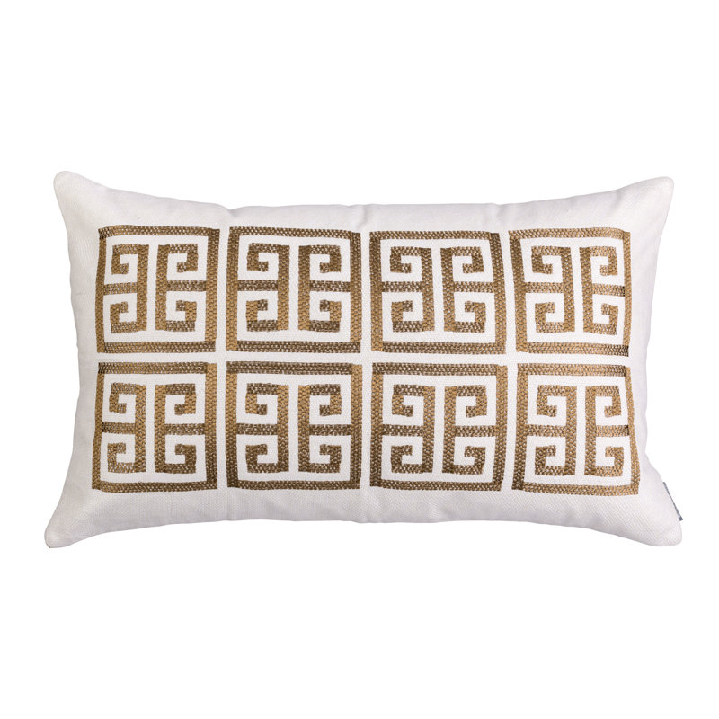 Guy Geometric Feather Throw Pillow, Gold