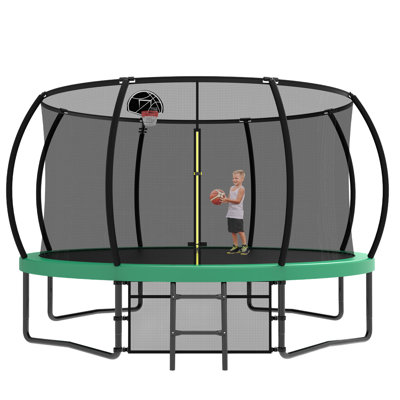 12FT Recreational Kids Outdoor Trampoline With Safety Enclosure Net