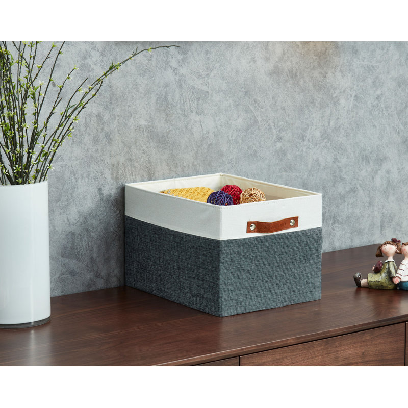 Sturdy Fabric Bin, 10" H x 15.8" W x 12.5" D, Gray/White