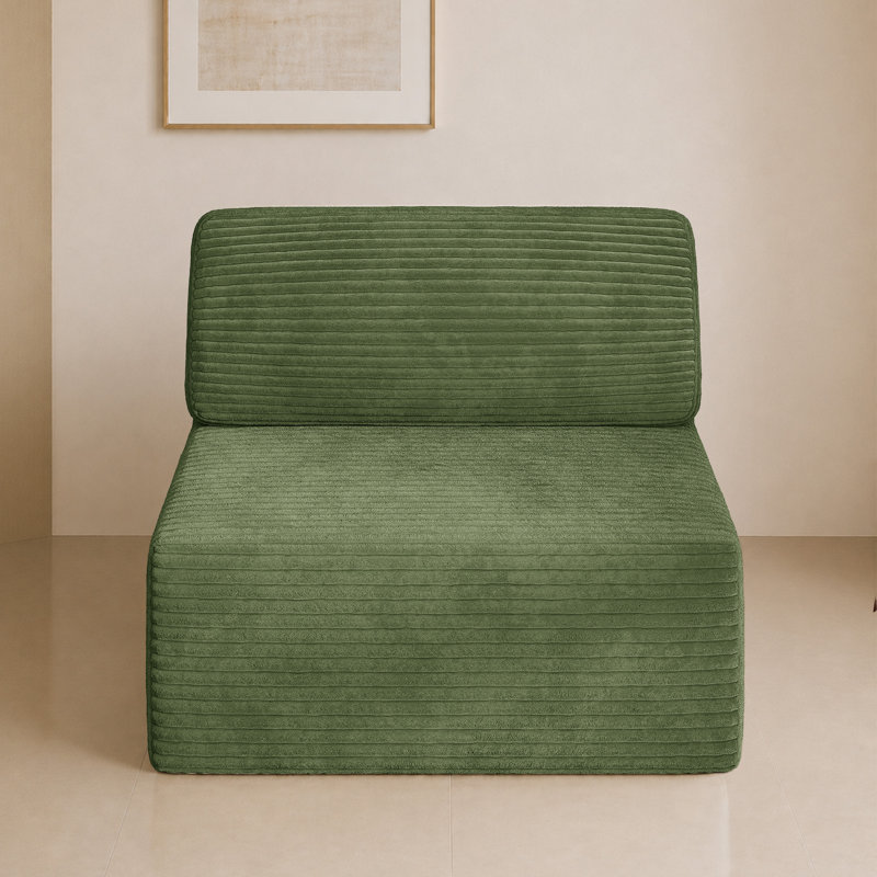 1 Seater Corduroy Sectional, Green