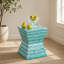 Tabouret carré à piédestal en nacre de Capiz avec table d'appoint à incrustations florales