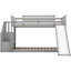 Lit simple au-dessus d'un lit superposé avec glissade et escalier, gris - caractéristique amusante et économe en espace en pin-118036361