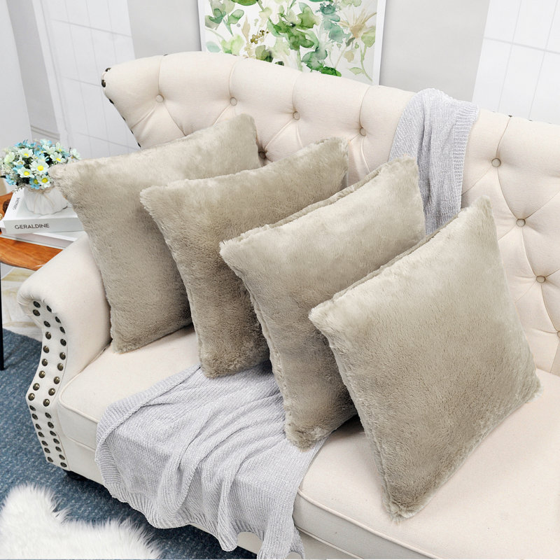 Housse de coussin réversible en fausse fourrure, Simplement taupe