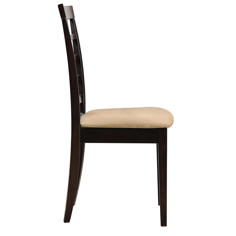 De 2 chaises cappuccino avec rembourrage beige - géométrique, dossier en tissu