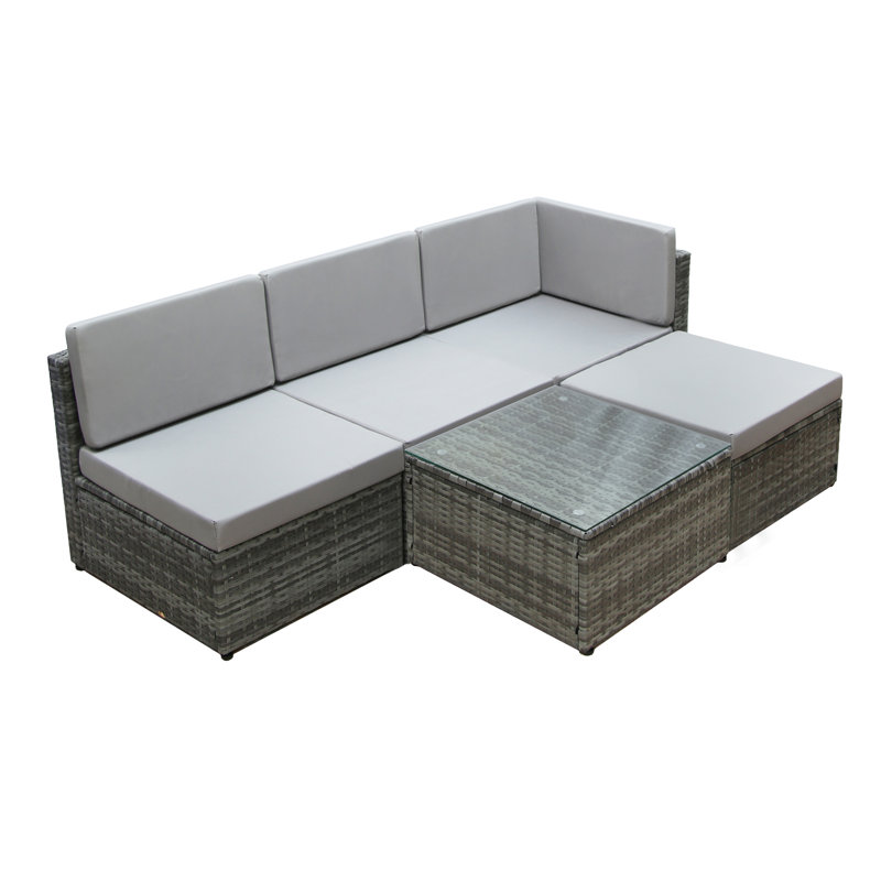 OR008 CORNER SOFA SET (GREY/GREY), Gray