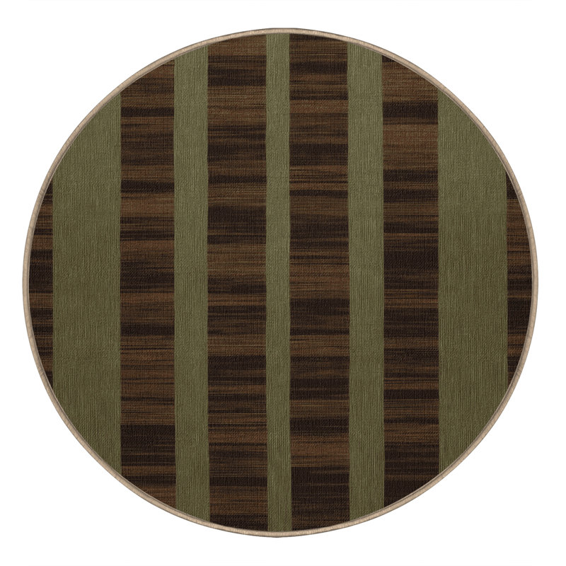 Tapis brun à carreaux lavable à la machine, Rond 5 pi