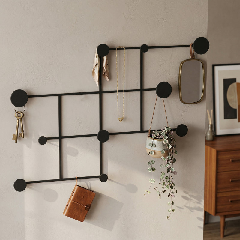 10 - Hook Wall Mounted Coat Rack, Black