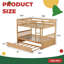 Lit superposé double en bois d'hévéa avec lit gigogne, échelle, garde-corps, convertible en 2 lits-129527428