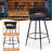 Sabiye 28" Counter Height Bar Stools Set of 4 - 360° Swivel with Suede Fabric & Modern Woven Design, Backrest & Footrest for Kitchen Cafe Pub-1903988957