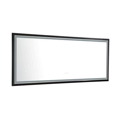 88 X 38 Inch LED Bathroom Mirror With Aluminum Frame, Wall Mounted Vanity Mirror, Anti-Fog, Memory, 3 Colors, Stepless Dimmable